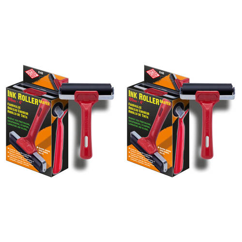 2PK Essdee Boxed Lino Sturdy Hard Rubber Printmaking Ink Roller 100mm Red