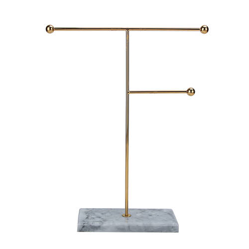 NF Living Jewellery Stand 17x34 Elegant Design Marble Metal Organizer Gold