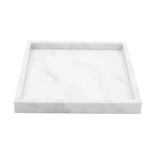 NF Living Jewellery Square 25x25 Elegant Design Marble Tray Organizer White