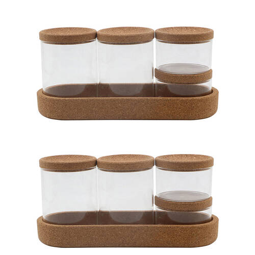 2x 4pc NF Living Glass Spice Jars Minimalist Set 26x12cm Solid Clear