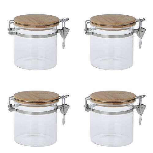 4PK NF Living Glass Cannister Airtight Seal 10x13cm Solid Clear