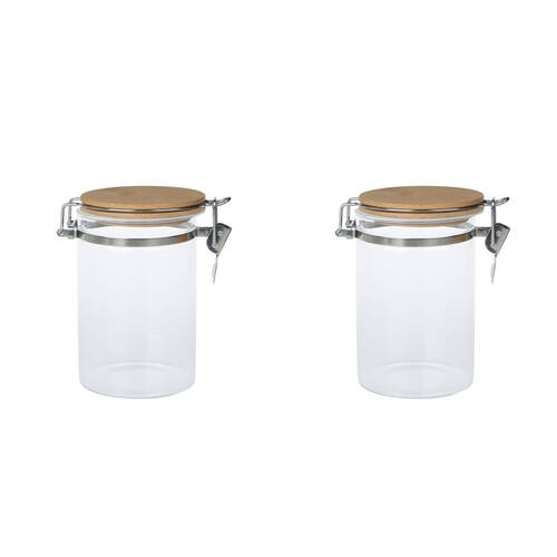 2PK NF Living Glass Cannister Airtight Seal 10x15cm Solid Clear