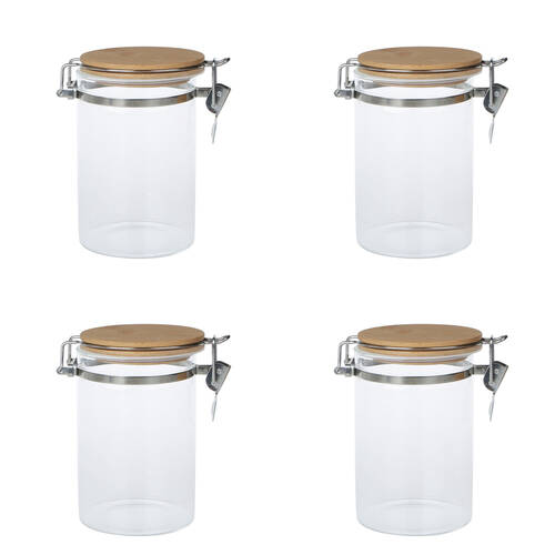 4PK NF Living Glass Cannister Airtight Seal 10x15cm Solid Clear
