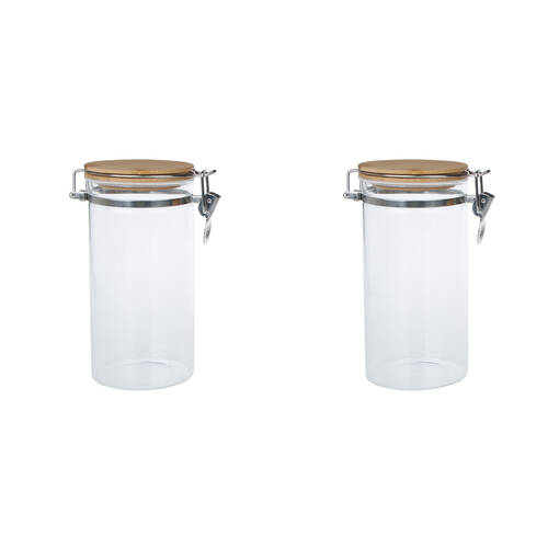 2PK NF Living Glass Cannister Airtight Seal 10x20cm Solid Clear