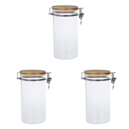 3PK NF Living Glass Cannister Airtight Seal 10x20cm Solid Clear