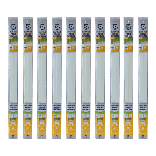 10PK 2pc ESP 915x37mm Plastic Door Seal Self Adhesive White 