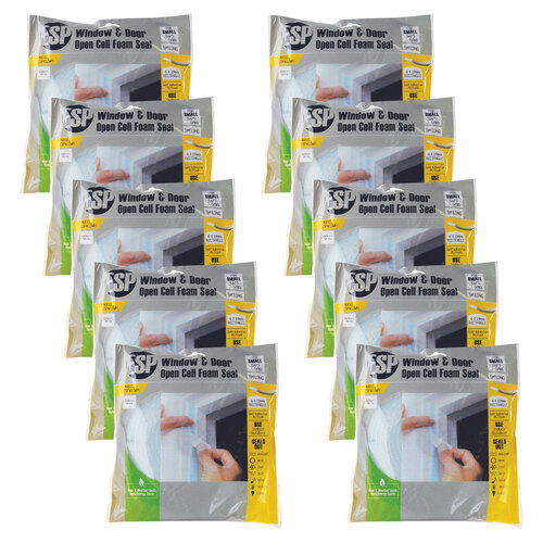 10PK ESP Window & Door Open Cell Foam Weather Seal 6x19mm White DIY 