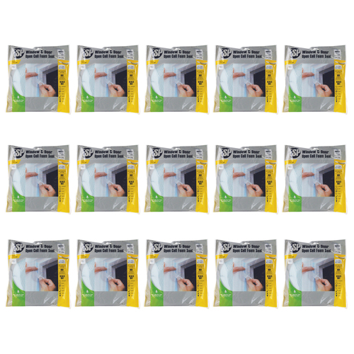 15PK ESP Window & Door Open Cell Foam Weather Seal 6x19mm White DIY 
