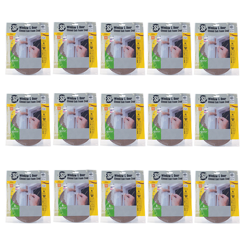 15PK ESP Window & Door Closed Cell Foam Weather Seal 4.8x9mm Brown 
