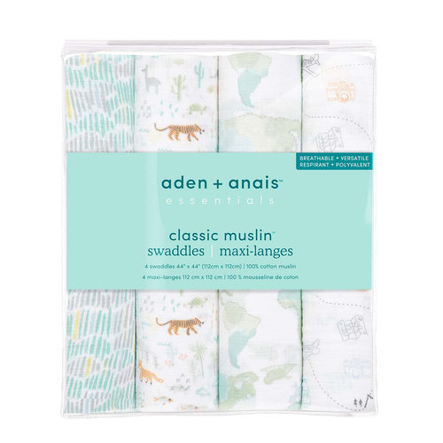4PK Aden Anais 112cm Classic Swaddle Baby/Infant Blanket