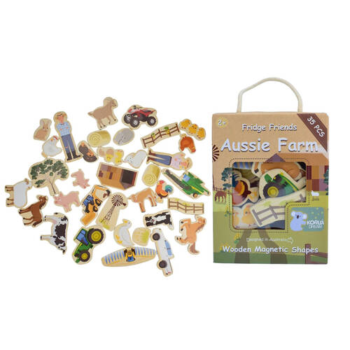 Koala Dream Fridge Friends Wooden Aussie Farm Animals Magnets 35pcs 2y+