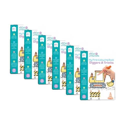6PK First Creations My Colouring Book Diggers & Trucks Kids Activity 26 Pages 12m+