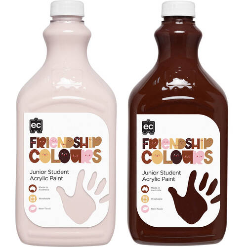 2pc Educational Colours Friendship Skin Tone Acrylic Paint 2L Espresso/Peach