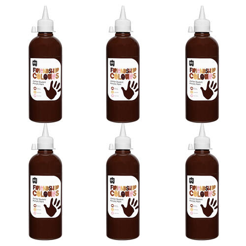6PK Educational Colours Friendship Skin Tone Colour Acrylic Paint 500ml Espresso