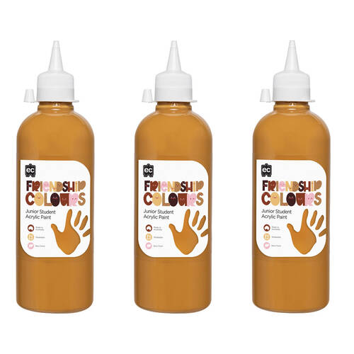 3PK Educational Colours Friendship Skin Tone Colour Acrylic Paint 500ml Honey