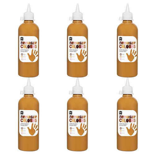 6PK Educational Colours Friendship Skin Tone Colour Acrylic Paint 500ml Honey