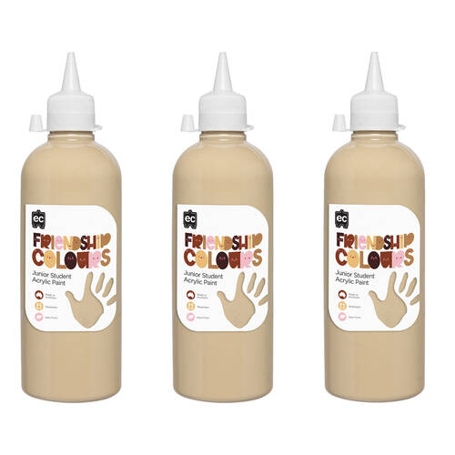 3PK Educational Colours Friendship Skin Tone Colour Acrylic Paint 500ml Olive