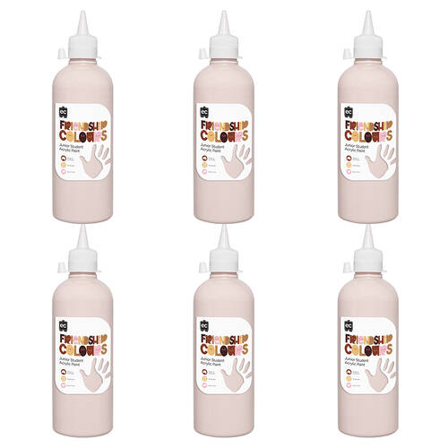 6PK Educational Colours Friendship Skin Tone Colour Acrylic Paint 500ml Peach
