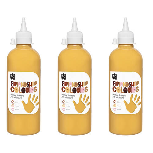 3PK Educational Colours Friendship Skin Tone Colour Acrylic Paint 500ml Sand