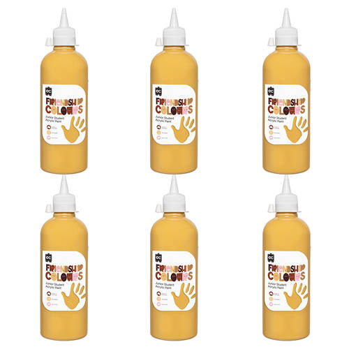 6PK Educational Colours Friendship Skin Tone Colour Acrylic Paint 500ml Sand