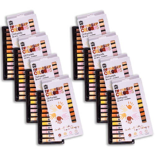 8x 12pc Educational Colours Friendship Colour Oil Pastels Pack Skin Tones