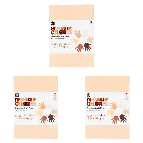 3x 48pc Educational Colours Friendship Colour Premium Craft Paper A4