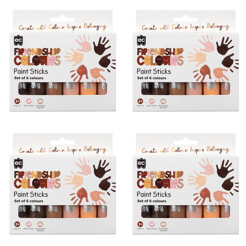 4x 6pc Educational Colours Friendship Colour Paint Sticks Skin Tone