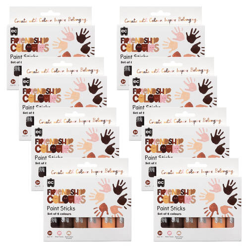 8x 6pc Educational Colours Friendship Colour Paint Sticks Skin Tone