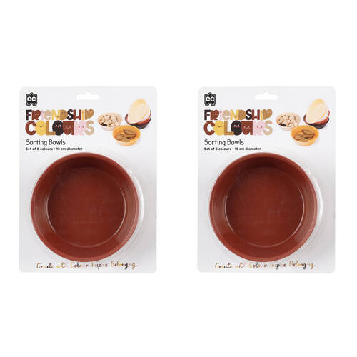 2x 6pc Educational Colours Friendship Colour Sorting Bowls 16cm Skin Tones