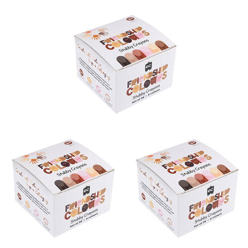 3x 36pc Educational Colours Friendship Colour Stubbies Crayons Set Skin Tone