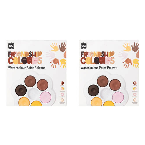 2x 6pc Educational Colours Friendship Colour Watercolour Paint Pallete Skin Tone