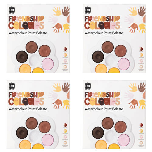 4x 6pc Educational Colours Friendship Colour Watercolour Paint Pallete Skin Tone