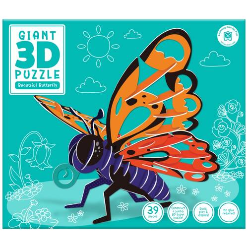39pc Learning Can Be Fun Giant 3D Kids Puzzle Beautiful Butterfly Activity
