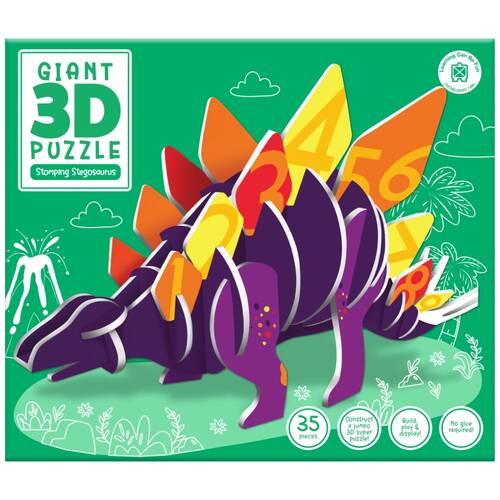 35pc Learning Can Be Fun Giant 3D Kids Puzzle Stomping Stegosaurus Dinosaur 
