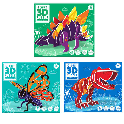 103pc Learning Can Be Fun Giant Kids 3D Puzzles Set Dinosaurs/Butterfly Theme