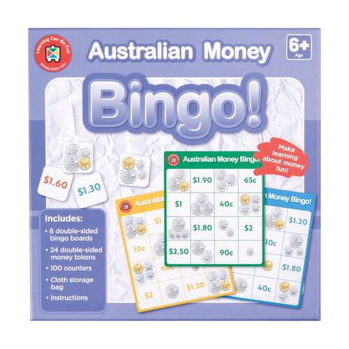 Learning Can Be Fun Australian Money Bingo Educational Counting Game 6y+