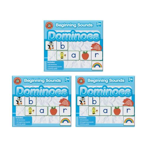 3x 40pc Learning Can Be Fun Beginning Sounds Dominoes Kids Education Game 3y+