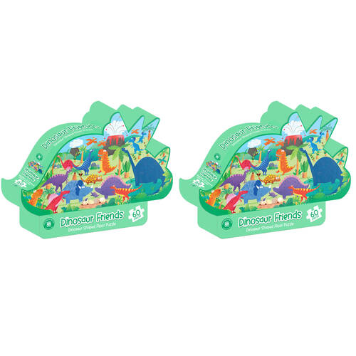 2x 60pc Learning Can Be Fun Kids Floor Puzzle Set Dinosaur Friends