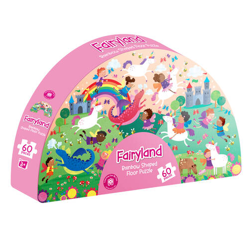 60pc Learning Can Be Fun Kids Floor Puzzle Set Fairyland: Rainbow