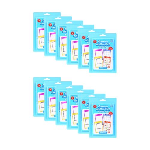 12PK Learning Can Be Fun Kids Games On The Go Travel Activity Pad 5y+ 60 Pages