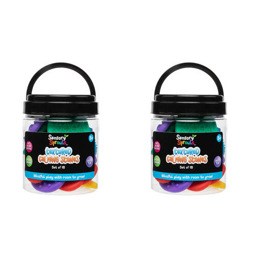 2x 18pc Sensory Sprouts Textured Calming Stones Set Kids Toy Multicoloured