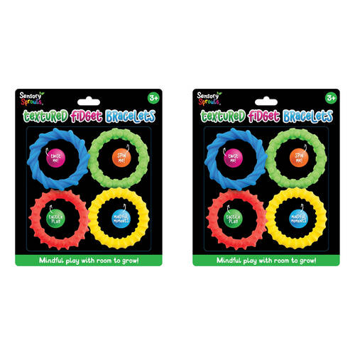 2PK Sensory Sprouts Textured Fidget Bracelets Set Kids Toy Multicoloured