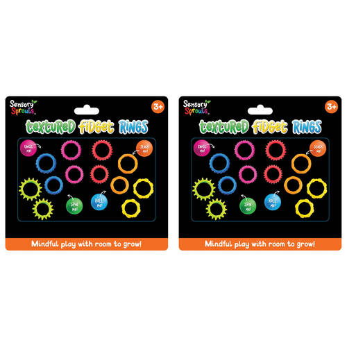 2x 12pc Sensory Sprouts Textured Fidget Rings Set Kids Toy Multicoloured