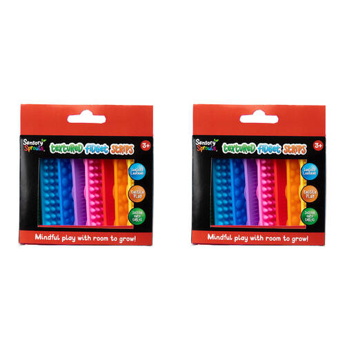2x 8pc Sensory Sprouts Textured Fidget Strips Set Kids Toy Multicoloured