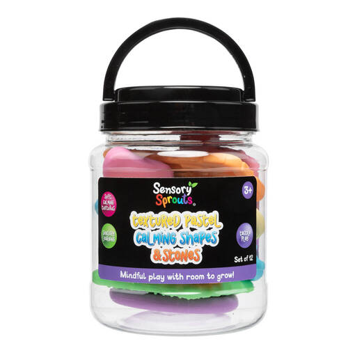 12pc Sensory Sprouts Textured Calming Shapes & Stones Kids Toy Pastel