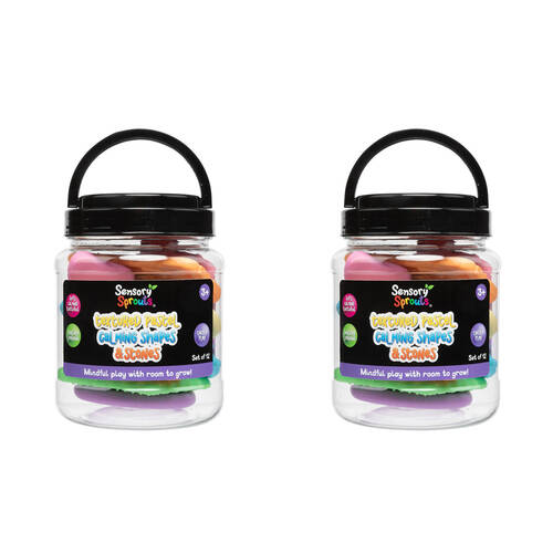 2x 12pc Sensory Sprouts Textured Calming Shapes & Stones Kids Toy Pastel