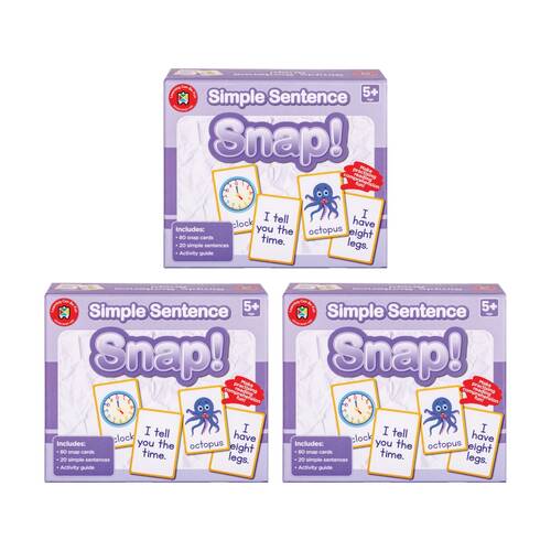 3PK Learning Can Be Fun Simple Sentence Snap! 80 Cards Reading/Learning Game 5y+