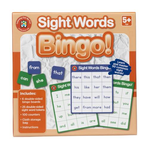 Learning Can Be Fun Sight Words Bingo Kids Reading Word Recognition Game 5y+