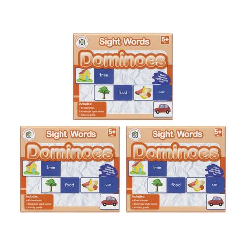 3x 40pc Learning Can Be Fun Sight Words Dominoes Kids Early Education Game 5y+