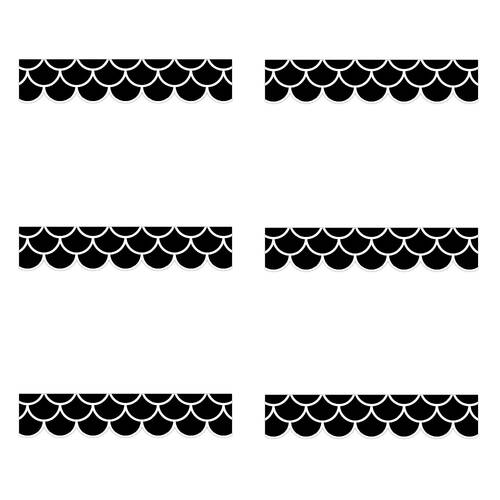 6x 12pc Learning Can Be Fun Black Scallops Border Pack 90cm x 7.5cm